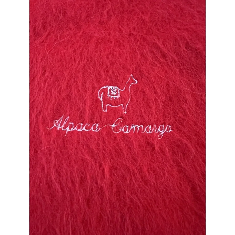 Alpaca Camargo Red Alpaca Wool Blend Scarf Embroidered Made in Peru Fringe  Soft